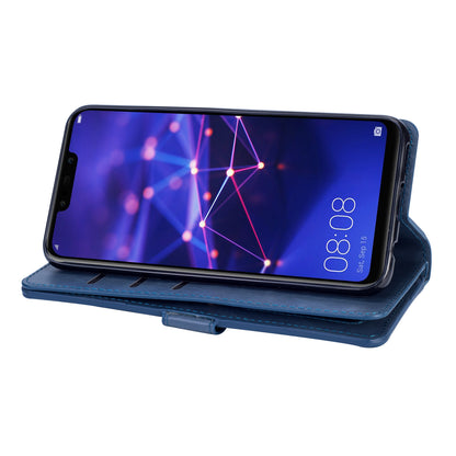 Zippered Leather Magnetic Stand Wallet TPU Back Casing with Strap for Huawei Mate 20 Lite