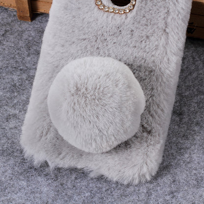 Rabbit Shape Fluffy Fur Coated Rhinestone TPU Case for Huawei Mate 20 Lite