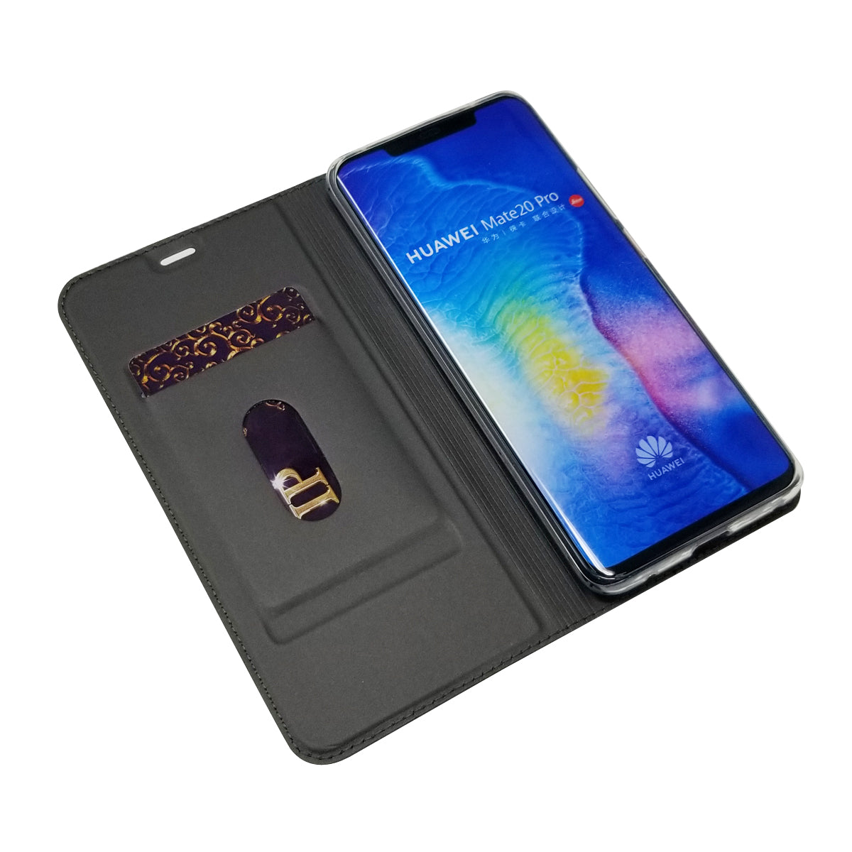 Magnetic Adsorption Leather Card Holder Case for Huawei Mate 20 Pro