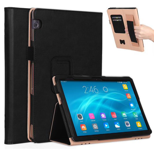 For Huawei MediaPad T5 10 PU Leather Smart Case / Card Slots / Stand / Hand Strap