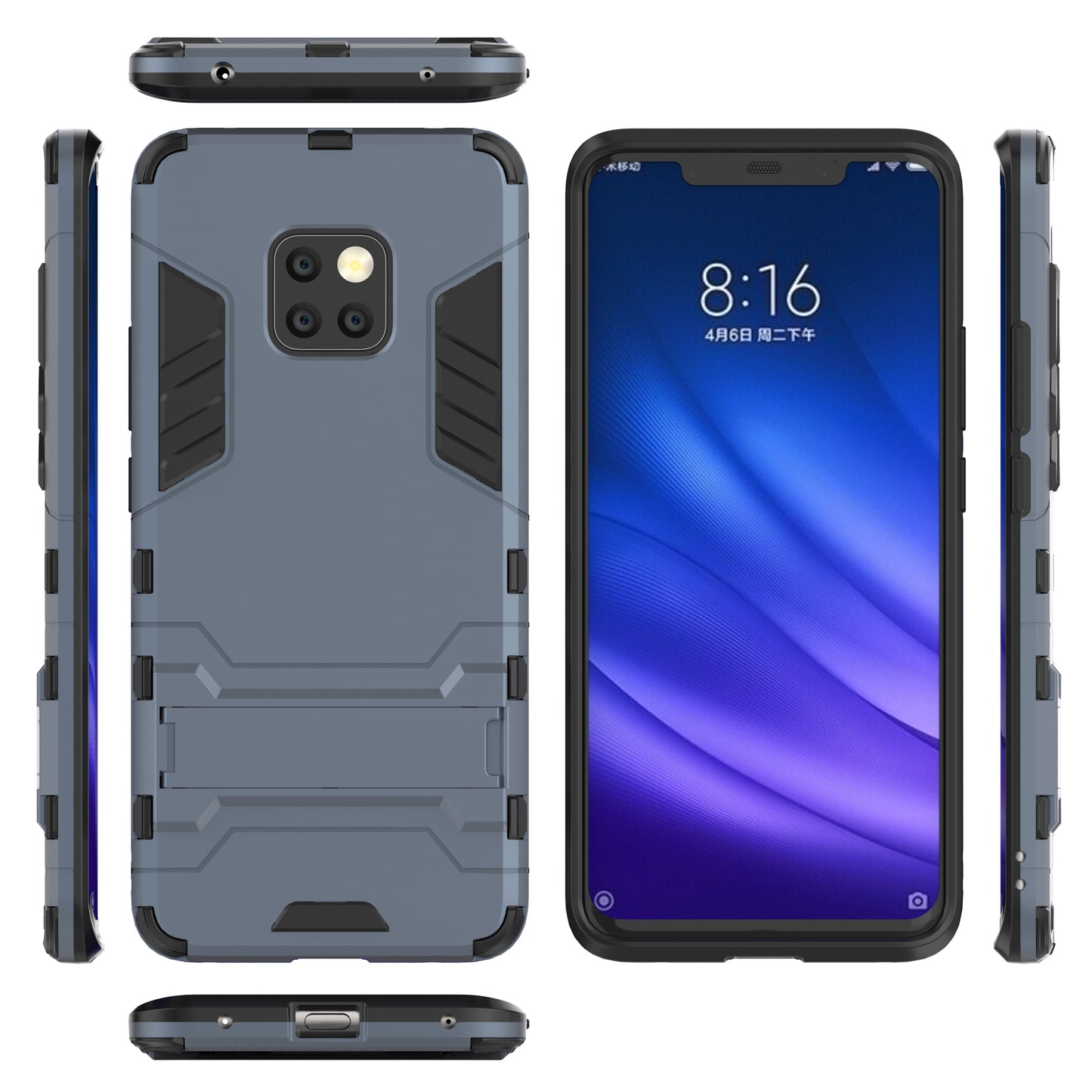 Cool Guard PC TPU Hybrid Mobile Phone Case with Kickstand for Huawei Mate 20 Pro