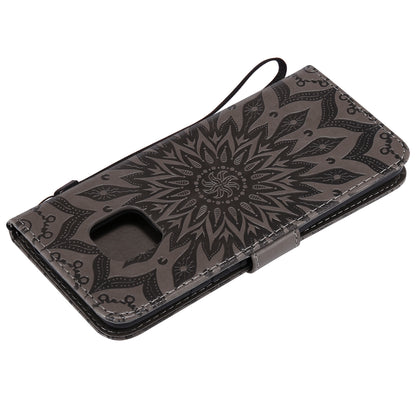 KT Imprinting Flower Series-1 Imprint Sunflower Wallet Leather Stand Case for Huawei Mate 20 Pro