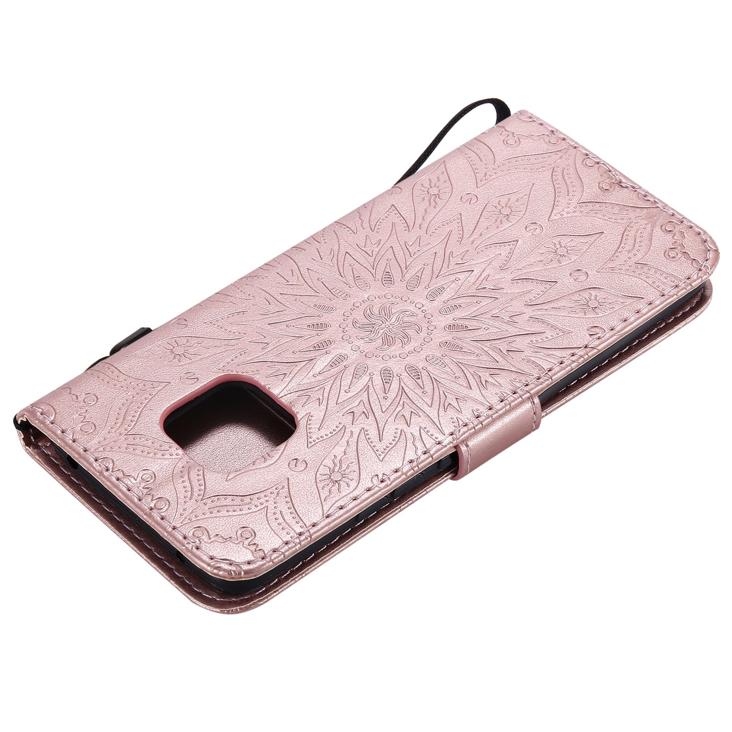 KT Imprinting Flower Series-1 Imprint Sunflower Wallet Leather Stand Case for Huawei Mate 20 Pro