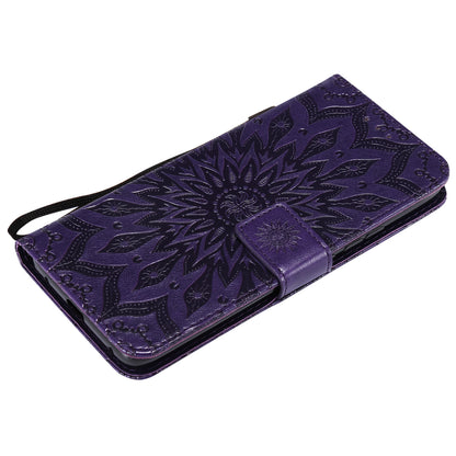 KT Imprinting Flower Series-1 Imprint Sunflower Wallet Leather Stand Case for Huawei Mate 20 Pro