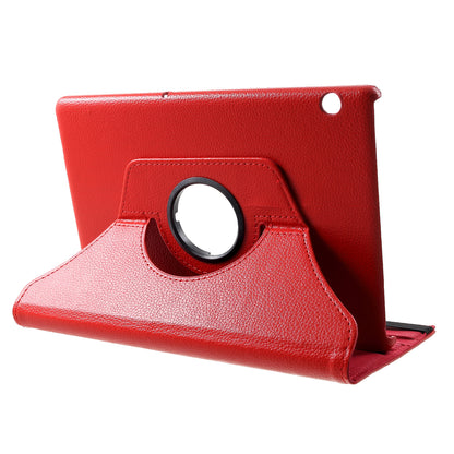 Litchi Skin Leather Shell Cover Case with 360-Degree Rotating Stand for Huawei MediaPad T5 10