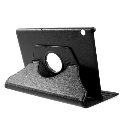 Litchi Skin Leather Shell Cover Case with 360-Degree Rotating Stand for Huawei MediaPad T5 10