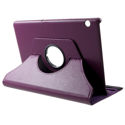 Litchi Skin Leather Shell Cover Case with 360-Degree Rotating Stand for Huawei MediaPad T5 10