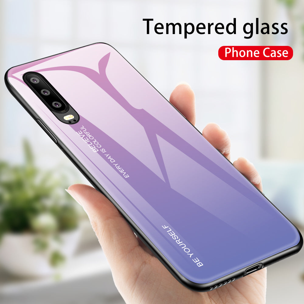 [Gradient Color] Glass + TPU + PC Hybrid Back Case for Huawei P30