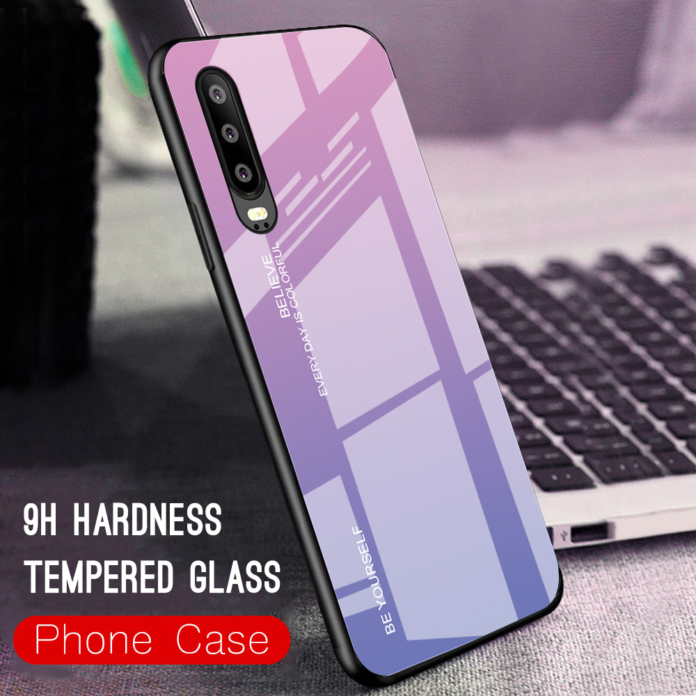 [Gradient Color] Glass + TPU + PC Hybrid Back Case for Huawei P30