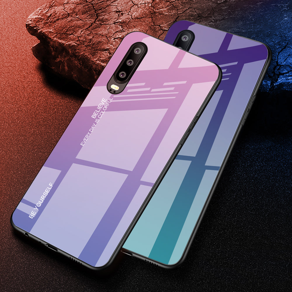 [Gradient Color] Glass + TPU + PC Hybrid Back Case for Huawei P30