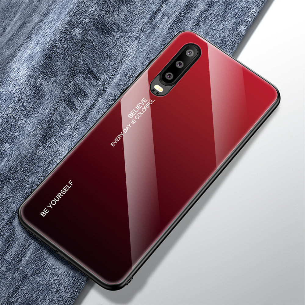 [Gradient Color] Glass + TPU + PC Hybrid Back Case for Huawei P30