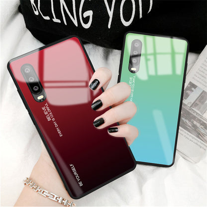 [Gradient Color] Glass + TPU + PC Hybrid Back Case for Huawei P30