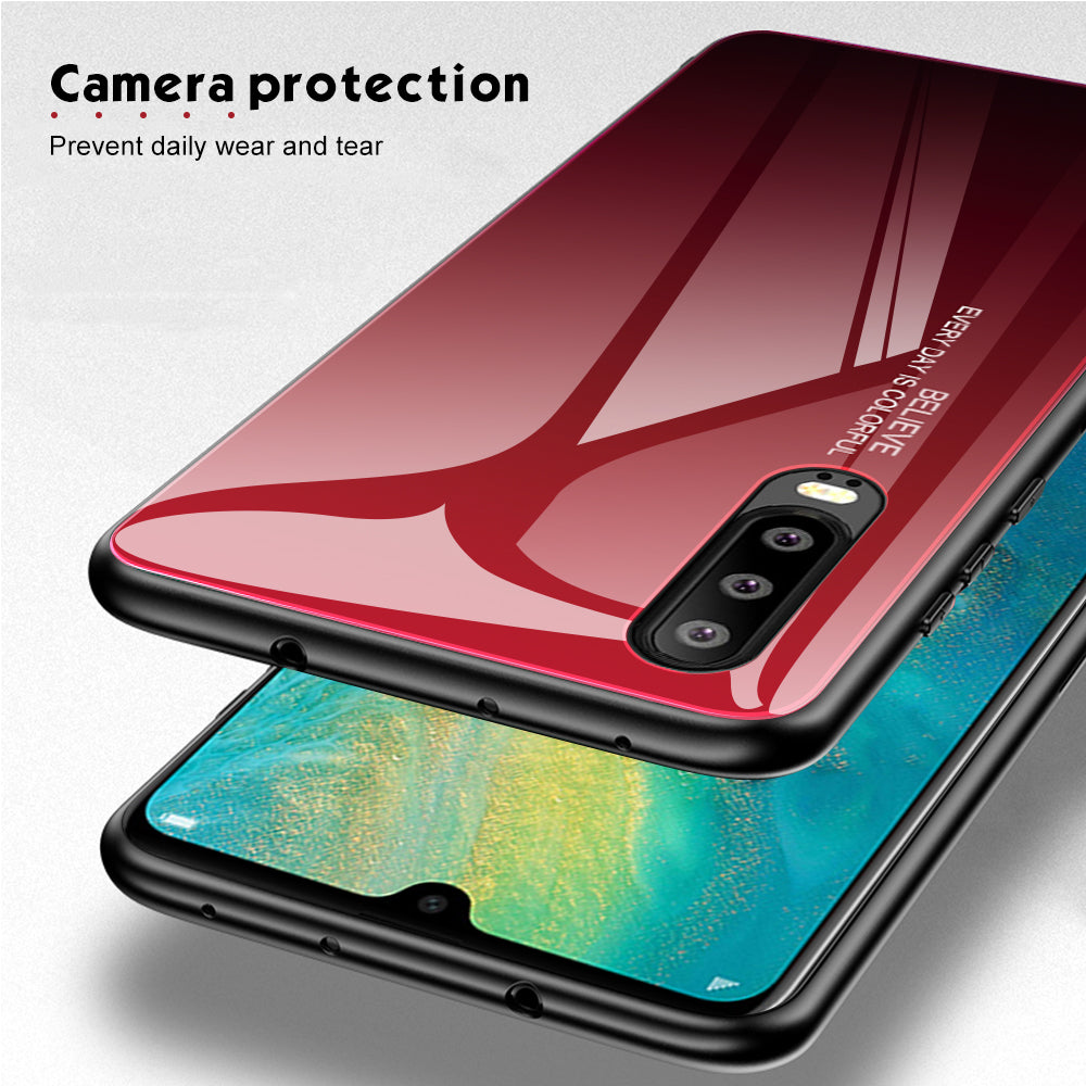 [Gradient Color] Glass + TPU + PC Hybrid Back Case for Huawei P30