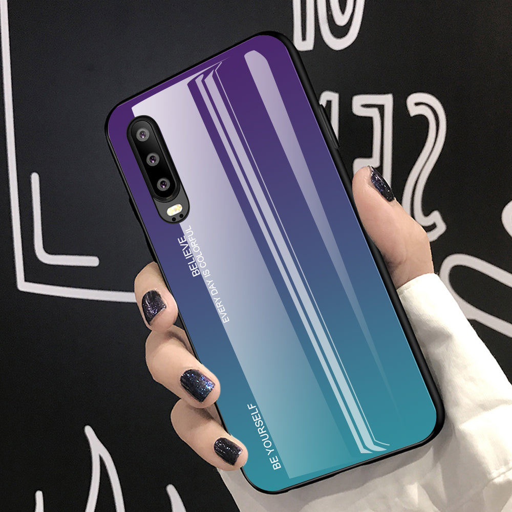 [Gradient Color] Glass + TPU + PC Hybrid Back Case for Huawei P30