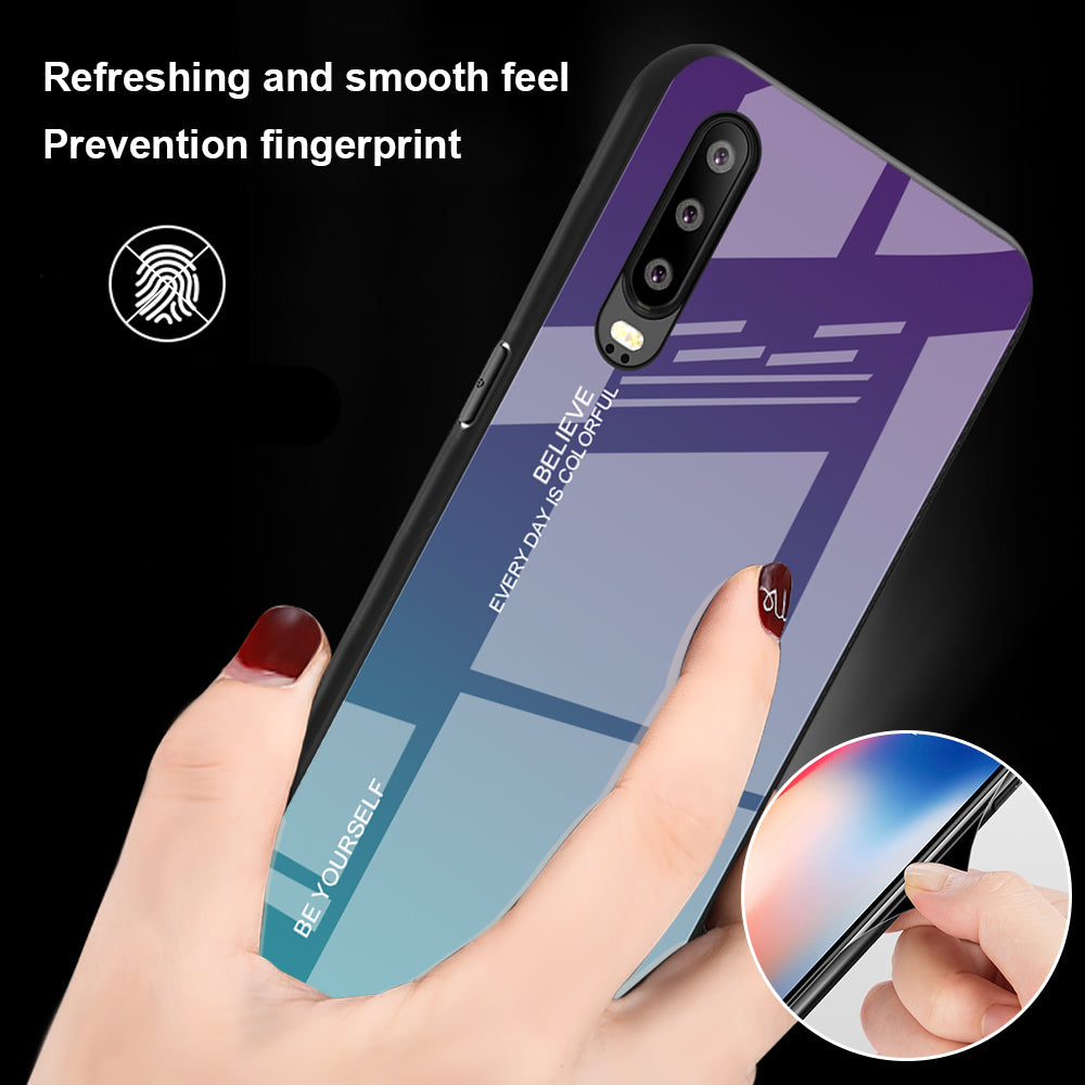 [Gradient Color] Glass + TPU + PC Hybrid Back Case for Huawei P30