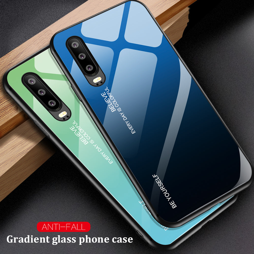 [Gradient Color] Glass + TPU + PC Hybrid Back Case for Huawei P30