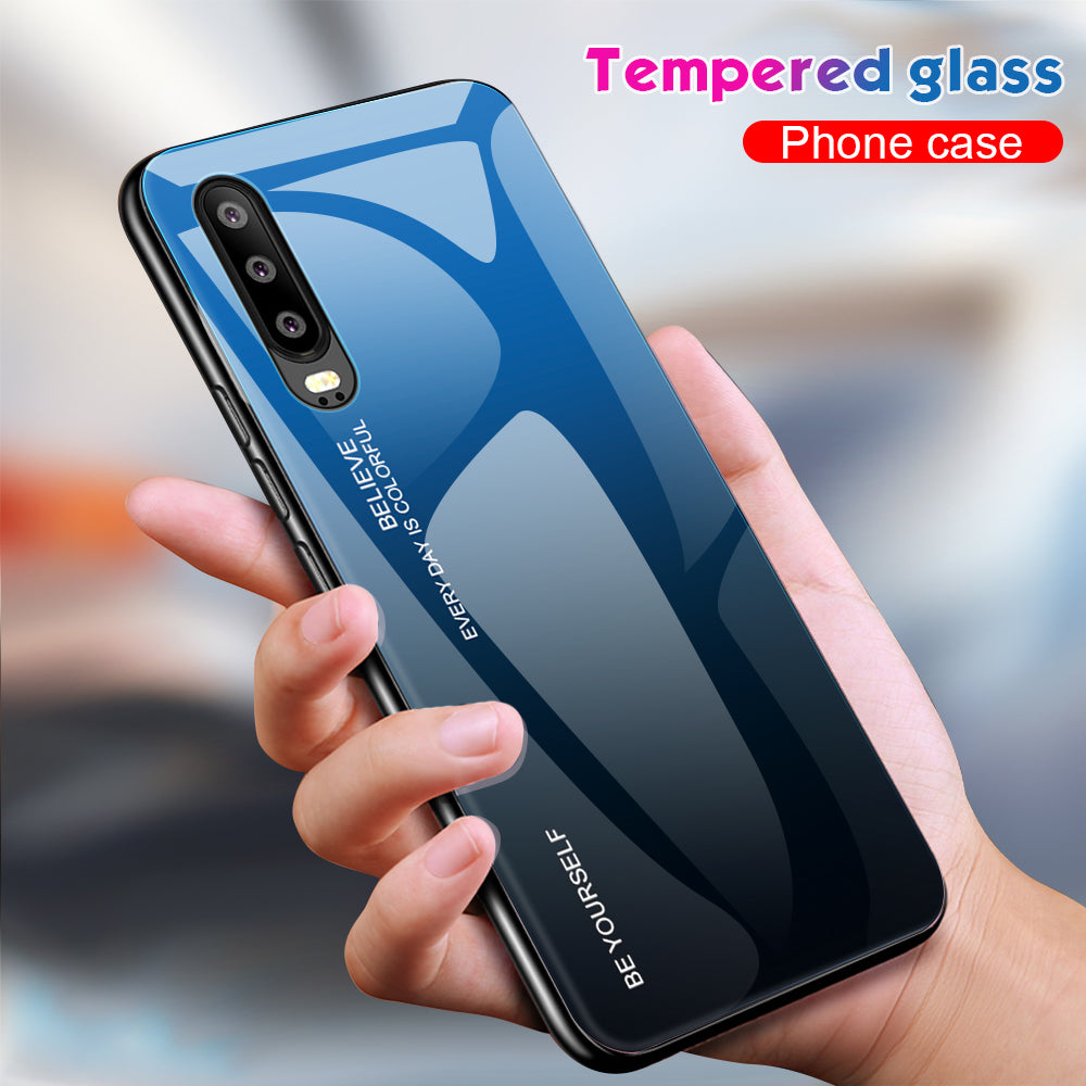 [Gradient Color] Glass + TPU + PC Hybrid Back Case for Huawei P30