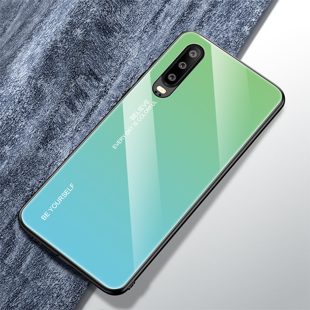 [Gradient Color] Glass + TPU + PC Hybrid Back Case for Huawei P30