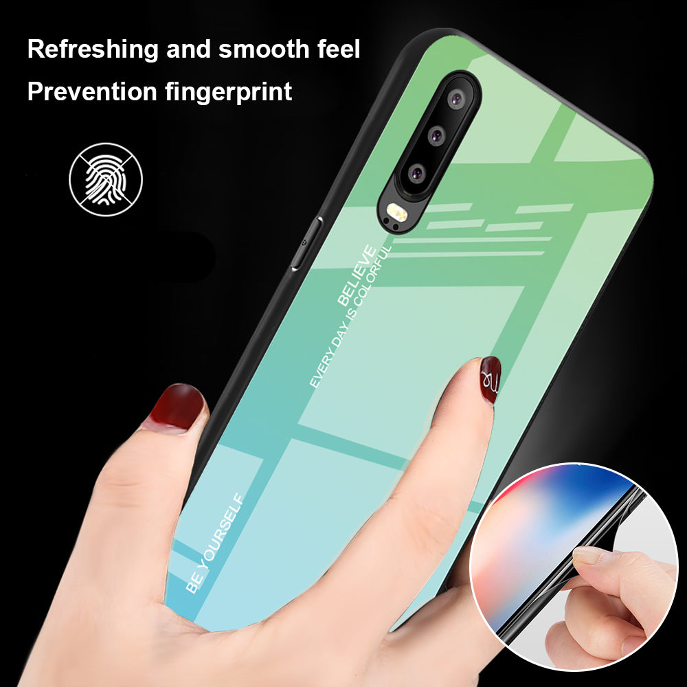 [Gradient Color] Glass + TPU + PC Hybrid Back Case for Huawei P30