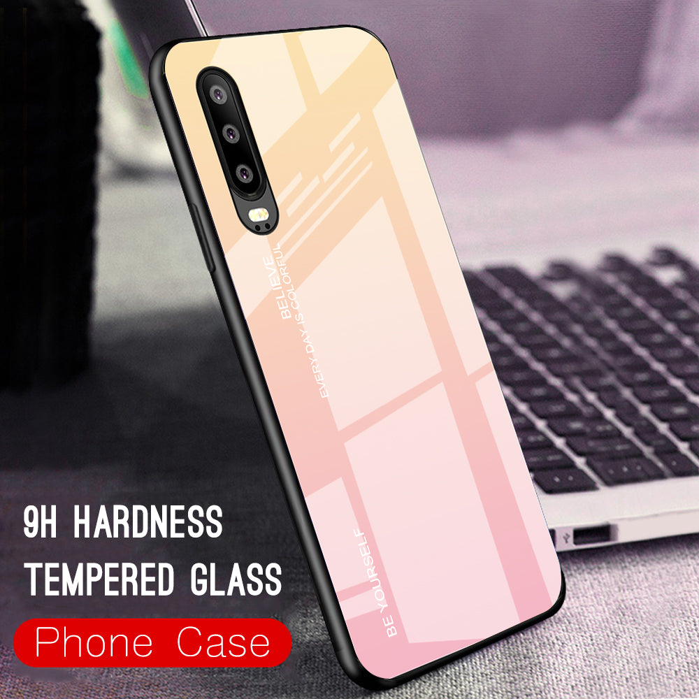 [Gradient Color] Glass + TPU + PC Hybrid Back Case for Huawei P30