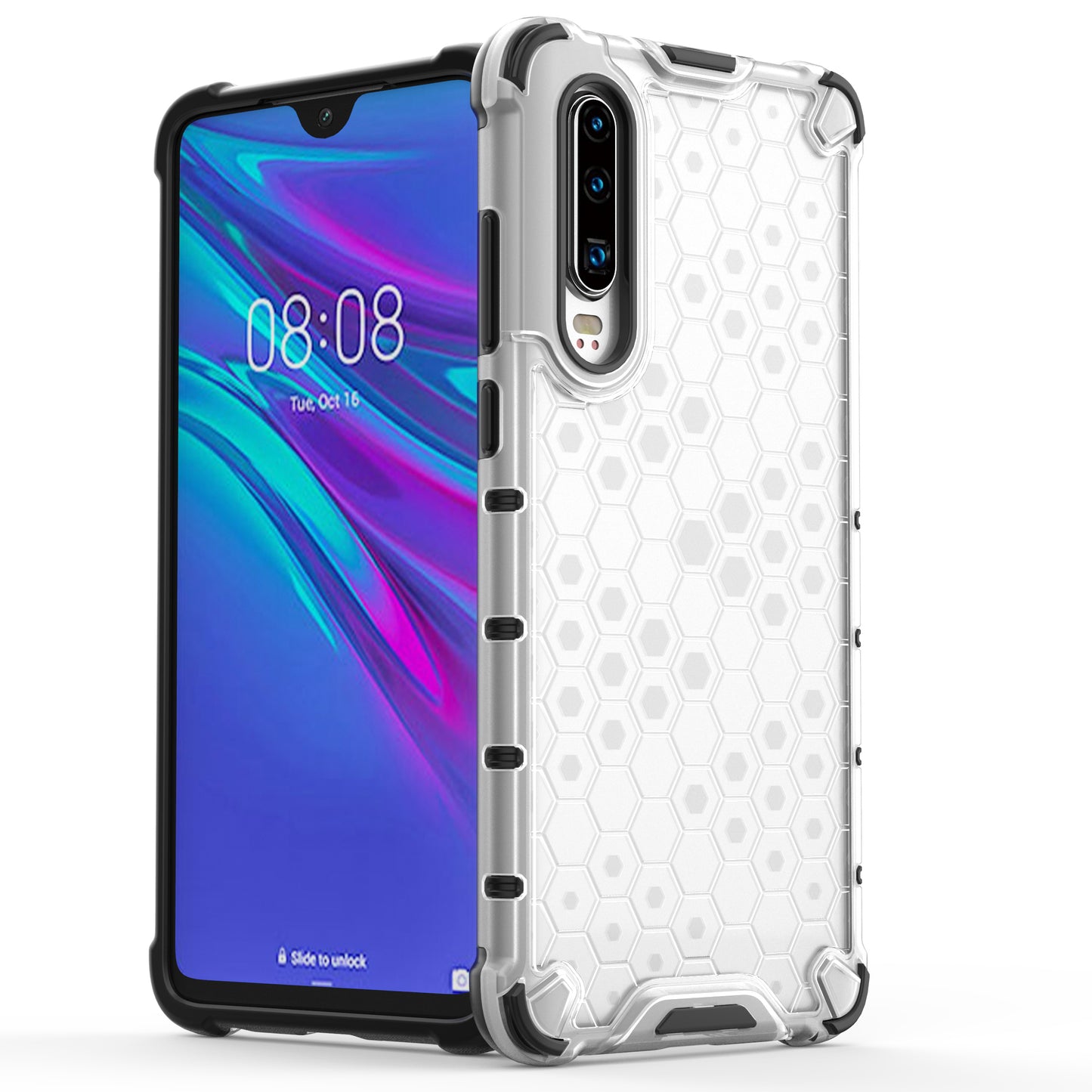 Honeycomb Pattern Shock-proof TPU + PC Hybrid Phone Case for Huawei P30