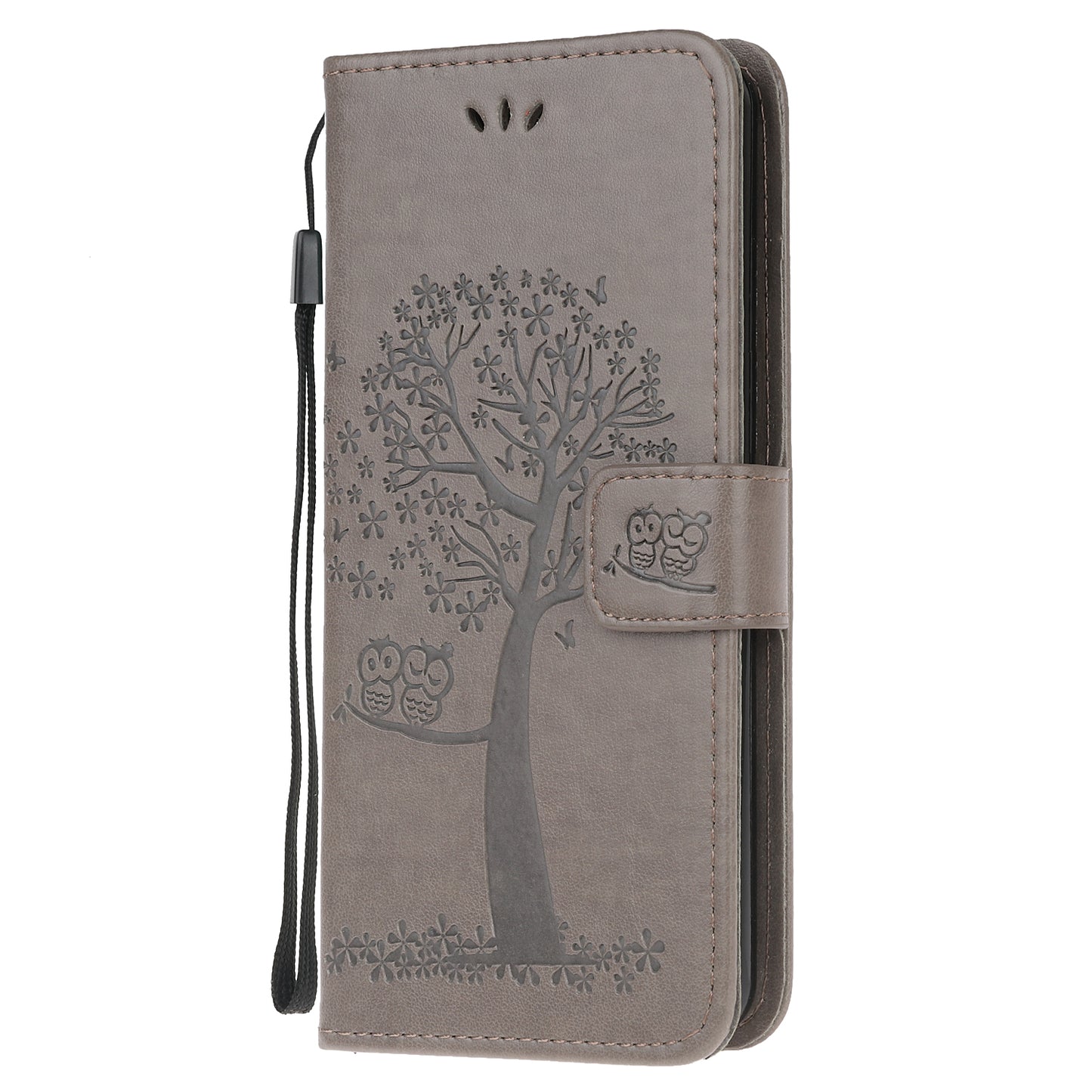 For Huawei P40 Lite/nova 7i/nova 6 SE Imprint Tree Owl Leather Wallet Stand Shell