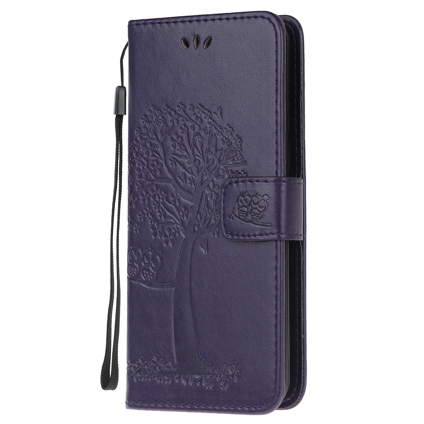 For Huawei P40 Lite/nova 7i/nova 6 SE Imprint Tree Owl Leather Wallet Stand Shell