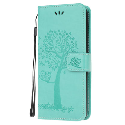 For Huawei P40 Lite/nova 7i/nova 6 SE Imprint Tree Owl Leather Wallet Stand Shell