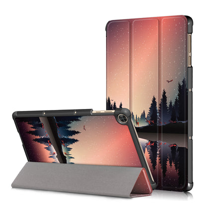 Printing Surface Tri-fold Leather Tablet Cover for Huawei MatePad T10S/Honor 6