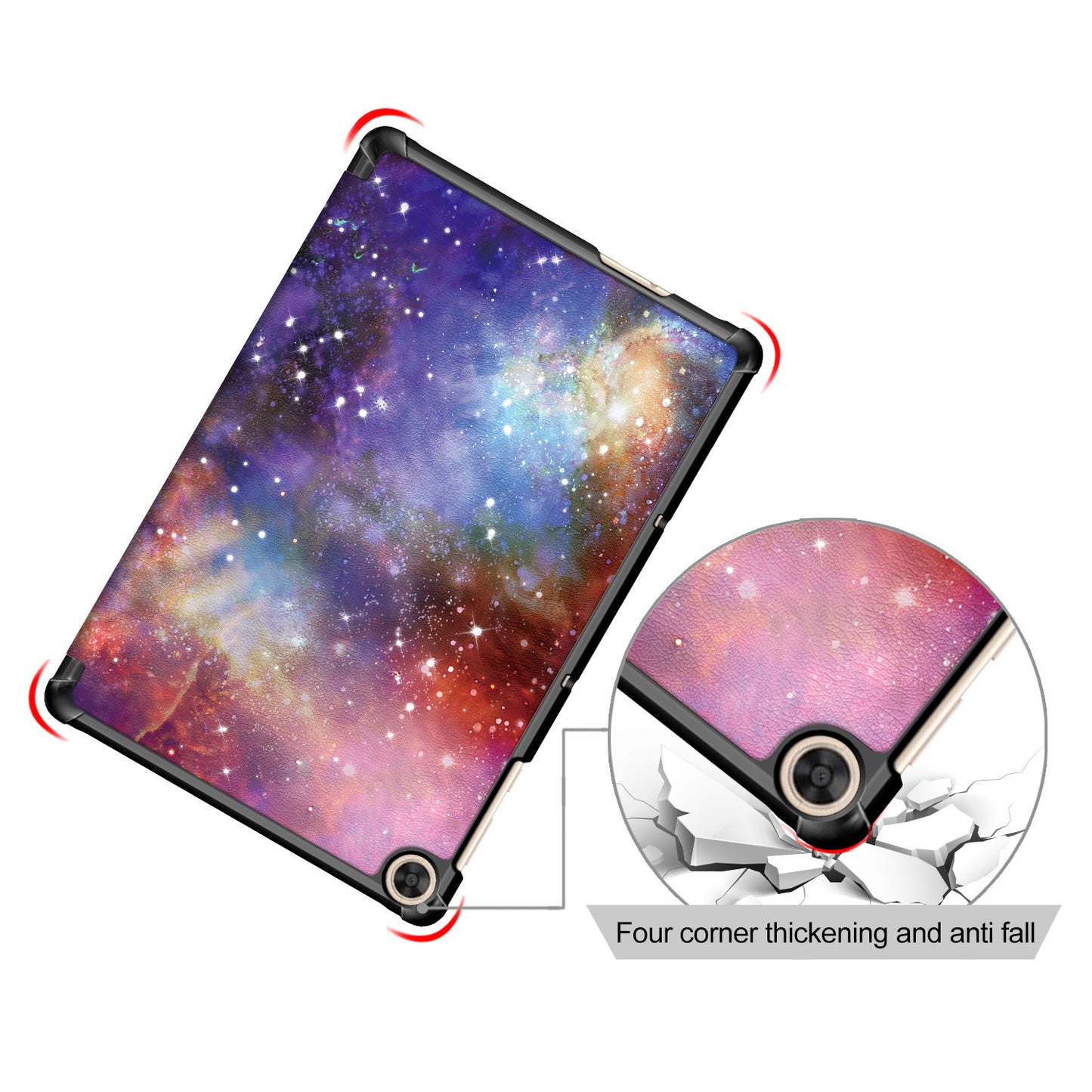 Printing Surface Tri-fold Leather Tablet Cover for Huawei MatePad T10S/Honor 6