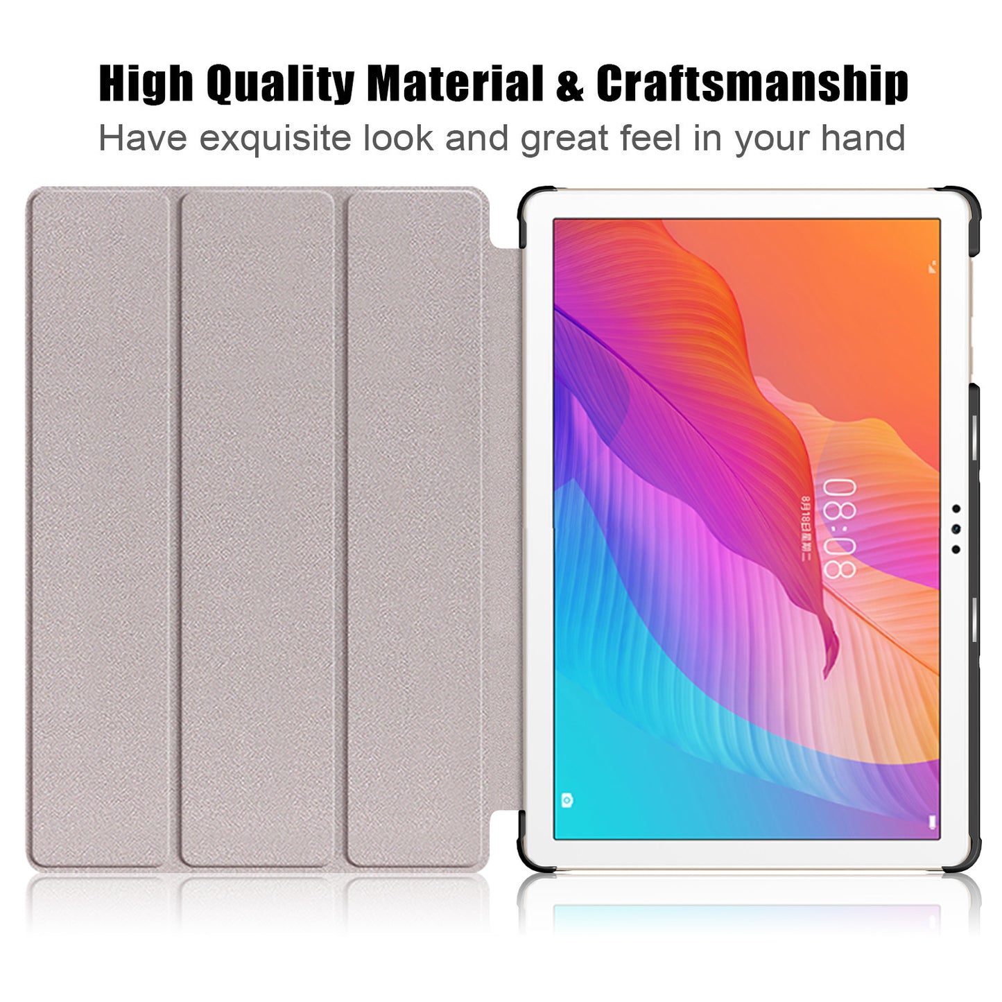 Printing Surface Tri-fold Leather Tablet Cover for Huawei MatePad T10S/Honor 6