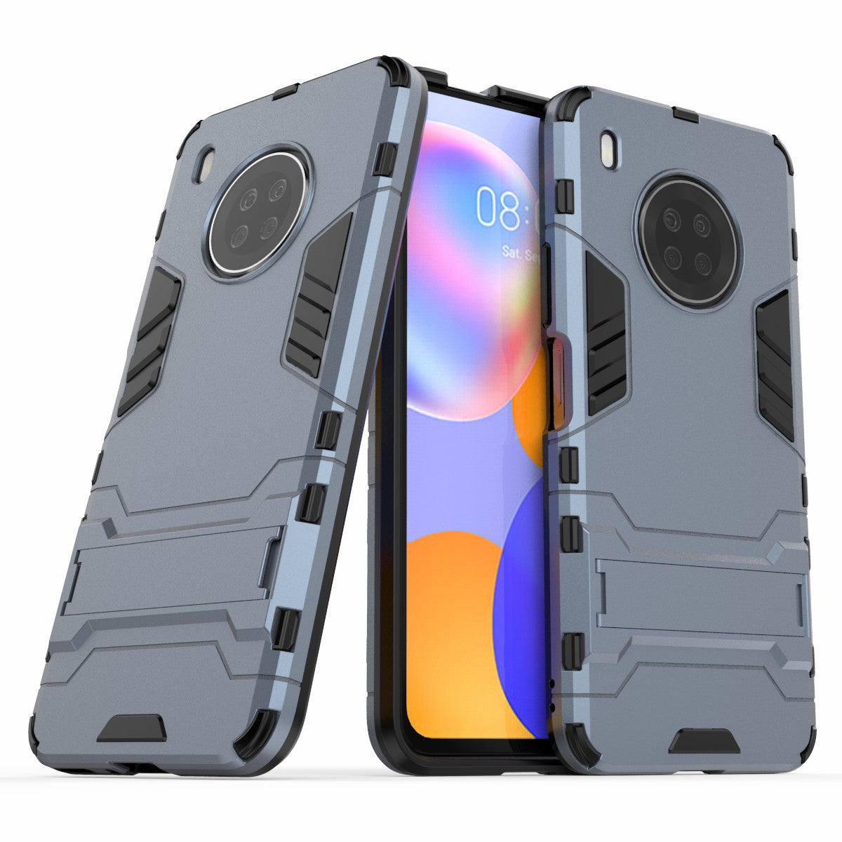 For Huawei Y9a Plastic + TPU 2 in 1 Hybrid Cell Phone Case with Kickstand