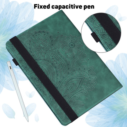 Leather Wallet Stand Tablet Protective Shell with Peacock Flower Pattern Imprinting for Huawei MatePad 10.4 (2020)/(2022)/Honor V6