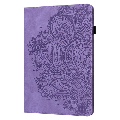 Leather Wallet Stand Tablet Protective Shell with Peacock Flower Pattern Imprinting for Huawei MatePad 10.4 (2020)/(2022)/Honor V6