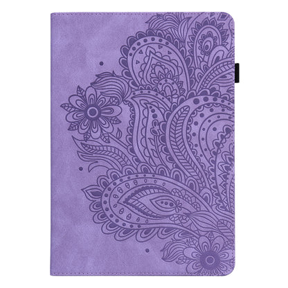 Leather Wallet Stand Tablet Protective Shell with Peacock Flower Pattern Imprinting for Huawei MatePad 10.4 (2020)/(2022)/Honor V6