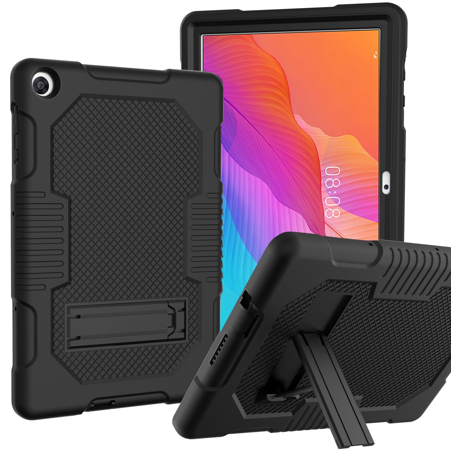 Slide-Out Kickstand Design Contrast Color PC + TPU + Silicone Tablet Cover Case for Huawei MatePad T10S