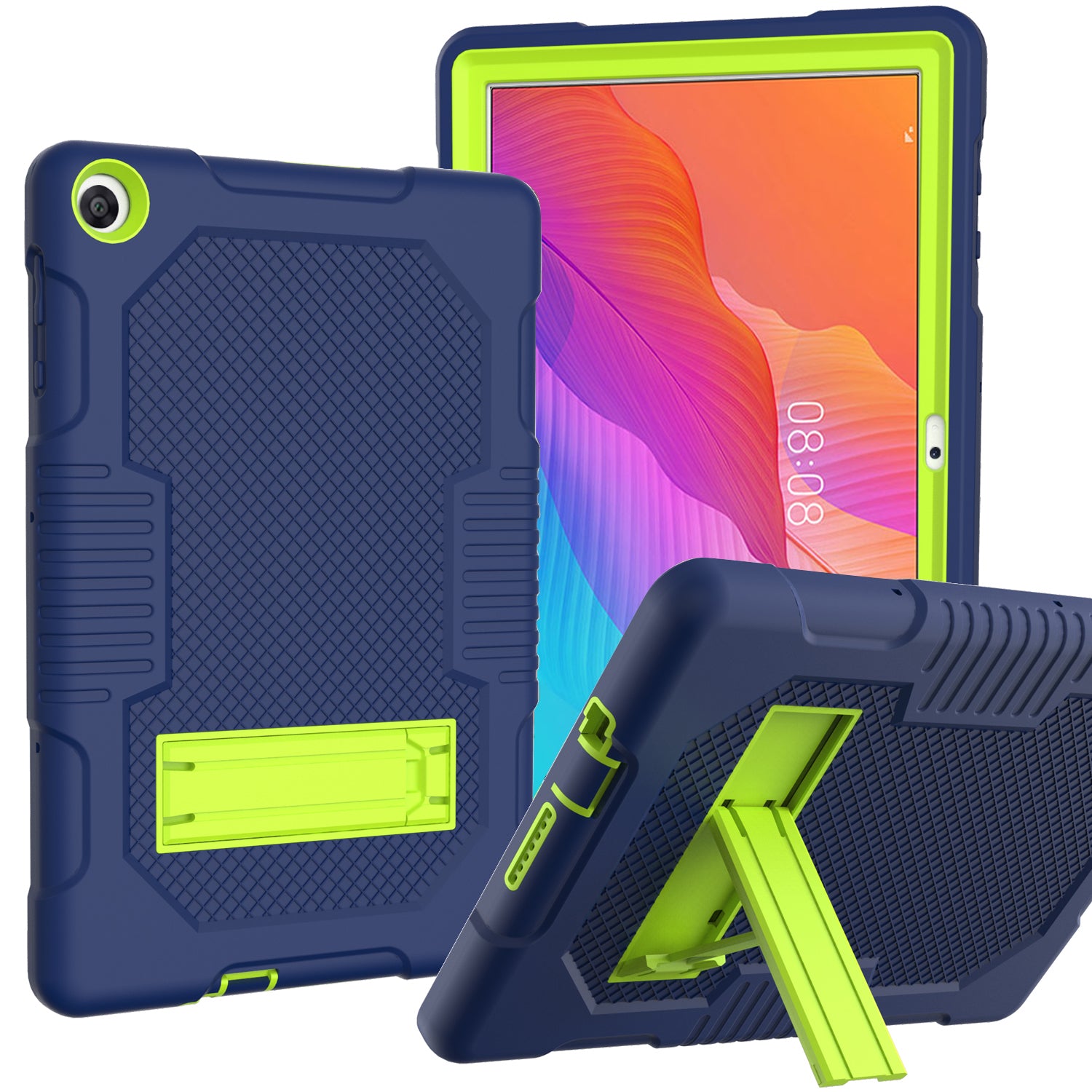 Slide-Out Kickstand Design Contrast Color PC + TPU + Silicone Tablet Cover Case for Huawei MatePad T10S