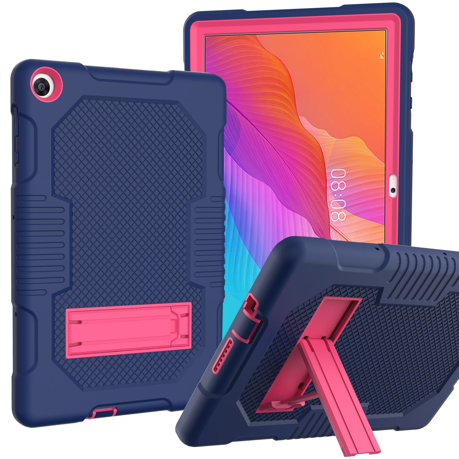 Slide-Out Kickstand Design Contrast Color PC + TPU + Silicone Tablet Cover Case for Huawei MatePad T10S