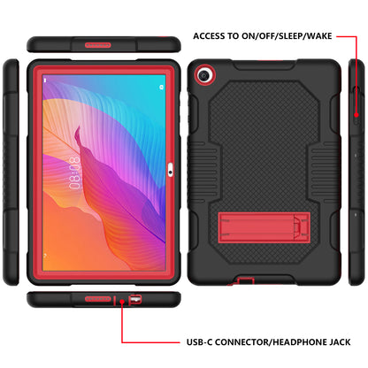 Slide-Out Kickstand Design Contrast Color PC + TPU + Silicone Tablet Cover Case for Huawei MatePad T10S