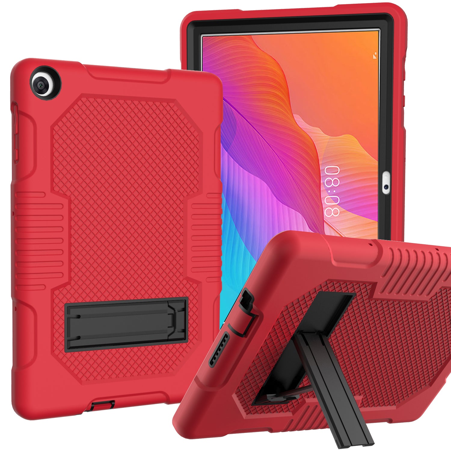 Slide-Out Kickstand Design Contrast Color PC + TPU + Silicone Tablet Cover Case for Huawei MatePad T10S