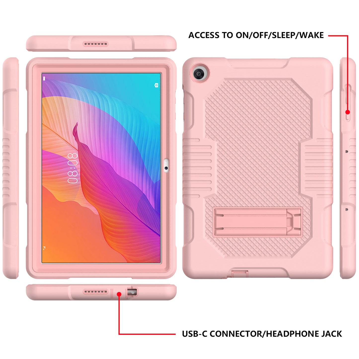 Slide-Out Kickstand Design Contrast Color PC + TPU + Silicone Tablet Cover Case for Huawei MatePad T10S