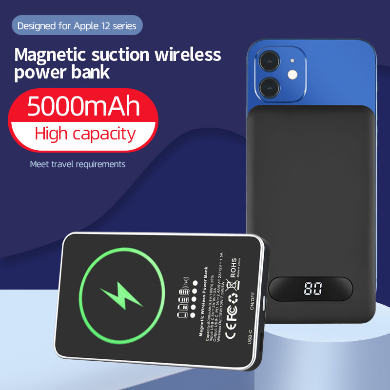 5000mAh Fast Charging Magnetic Wireless Charger External Battery Power Bank for iPhone 12 Series