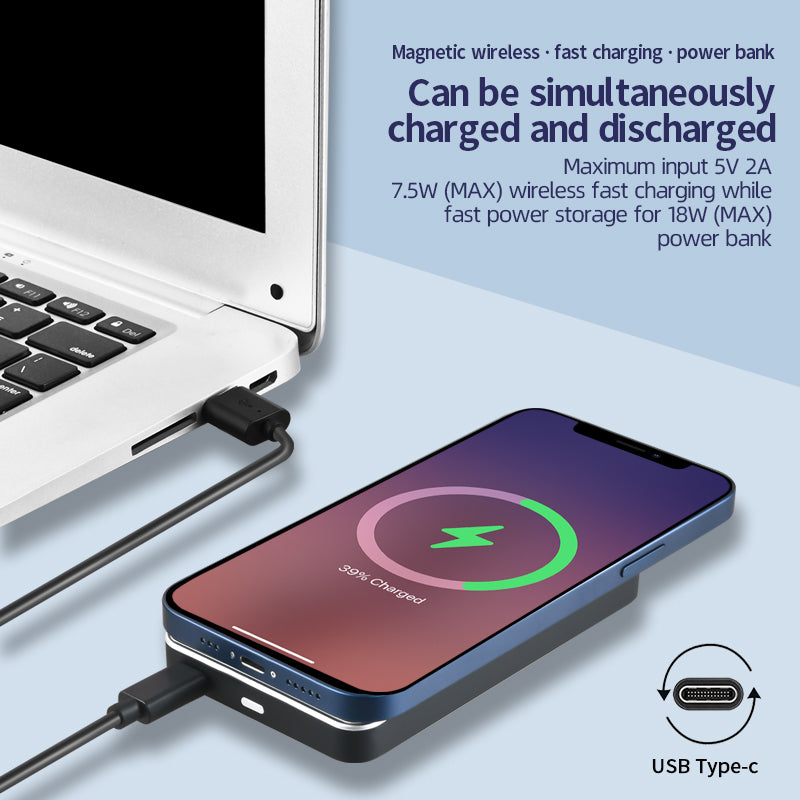 5000mAh Fast Charging Magnetic Wireless Charger External Battery Power Bank for iPhone 12 Series