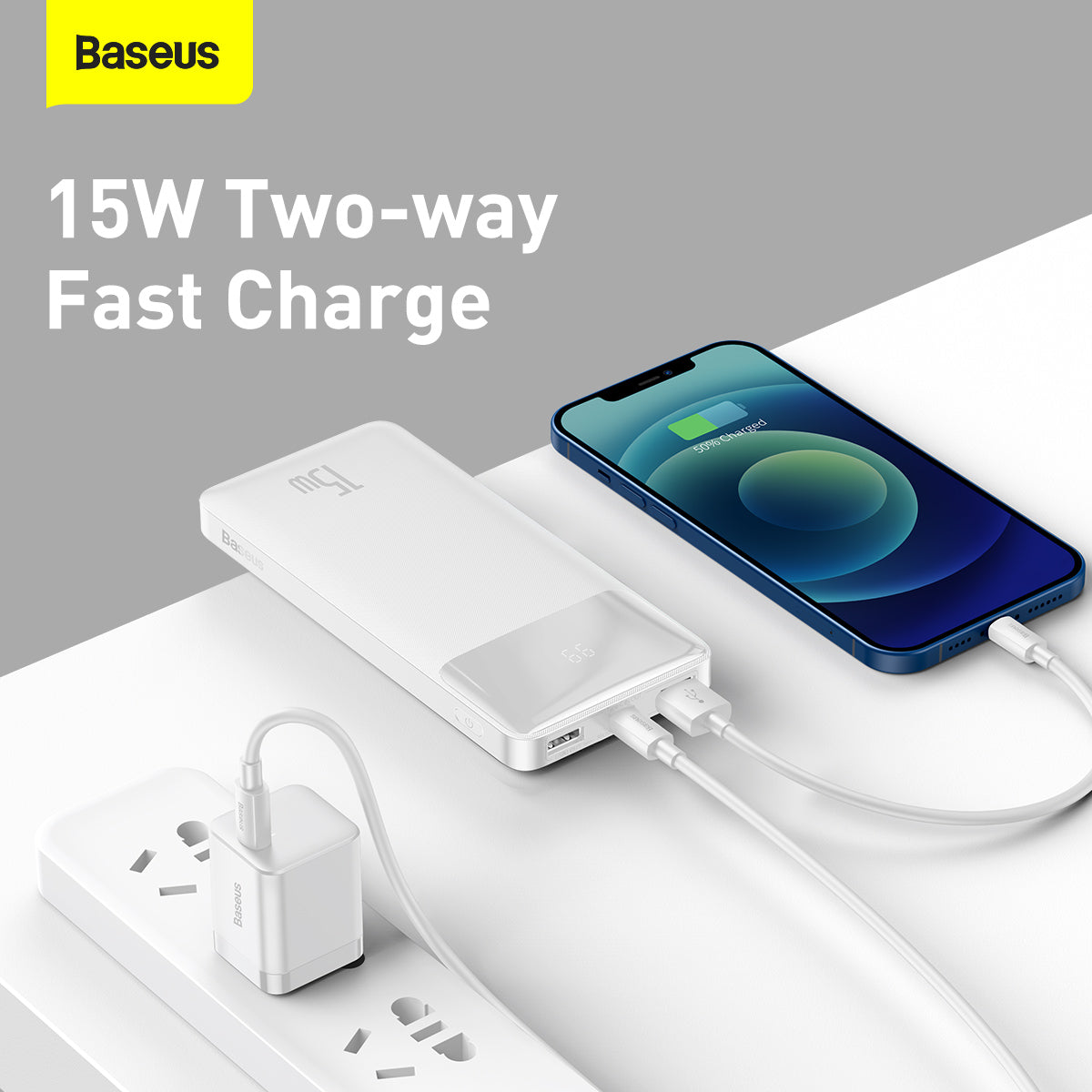 BASEUS Bipow Digital Display Power Bank 10000mAh 15W Portable Backup Charger