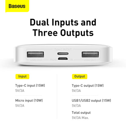 BASEUS Bipow Digital Display Power Bank 10000mAh 15W Portable Backup Charger