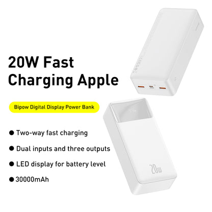 BASEUS Bipow Digital Display Power Bank 30000mAh 20W Portable Phone Charger