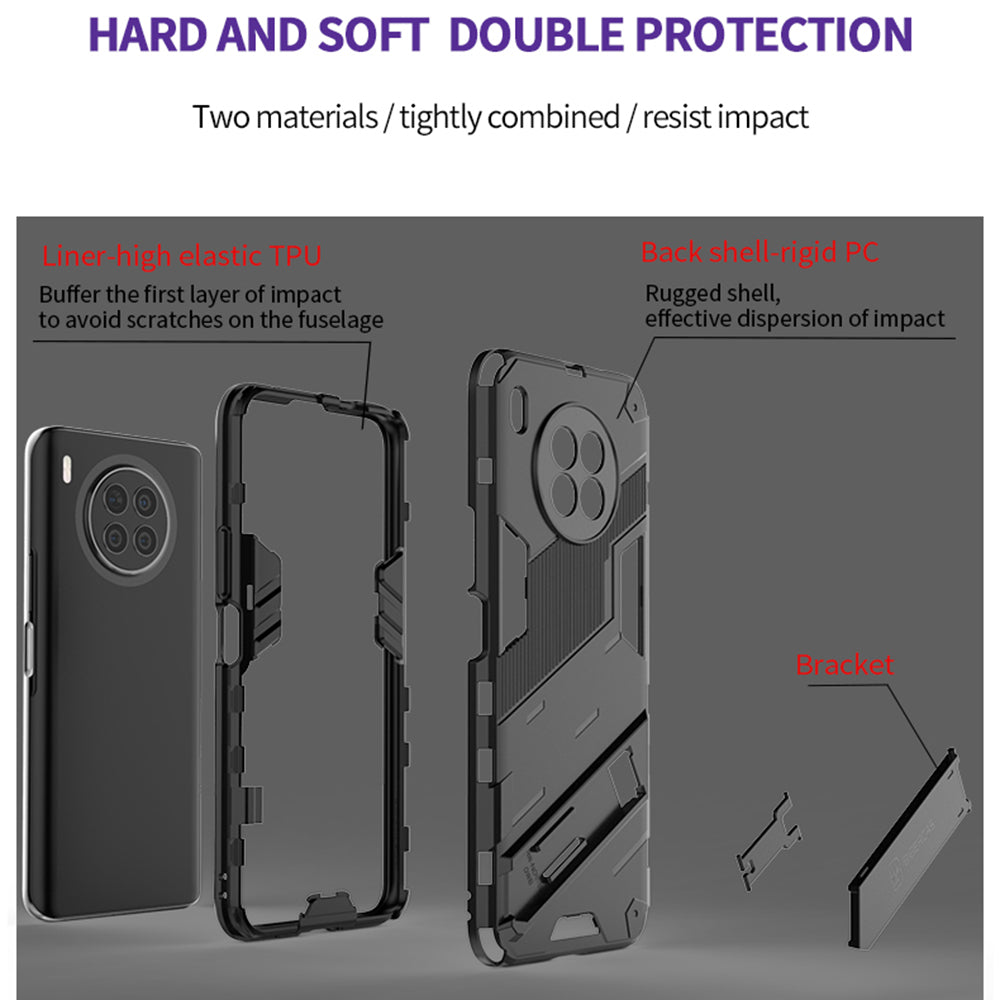 Armor Shockproof Hard PC + TPU Bumper Hybrid Protective Cover with Kickstand for Huawei nova 8i (Global Version)/Honor 50 Lite