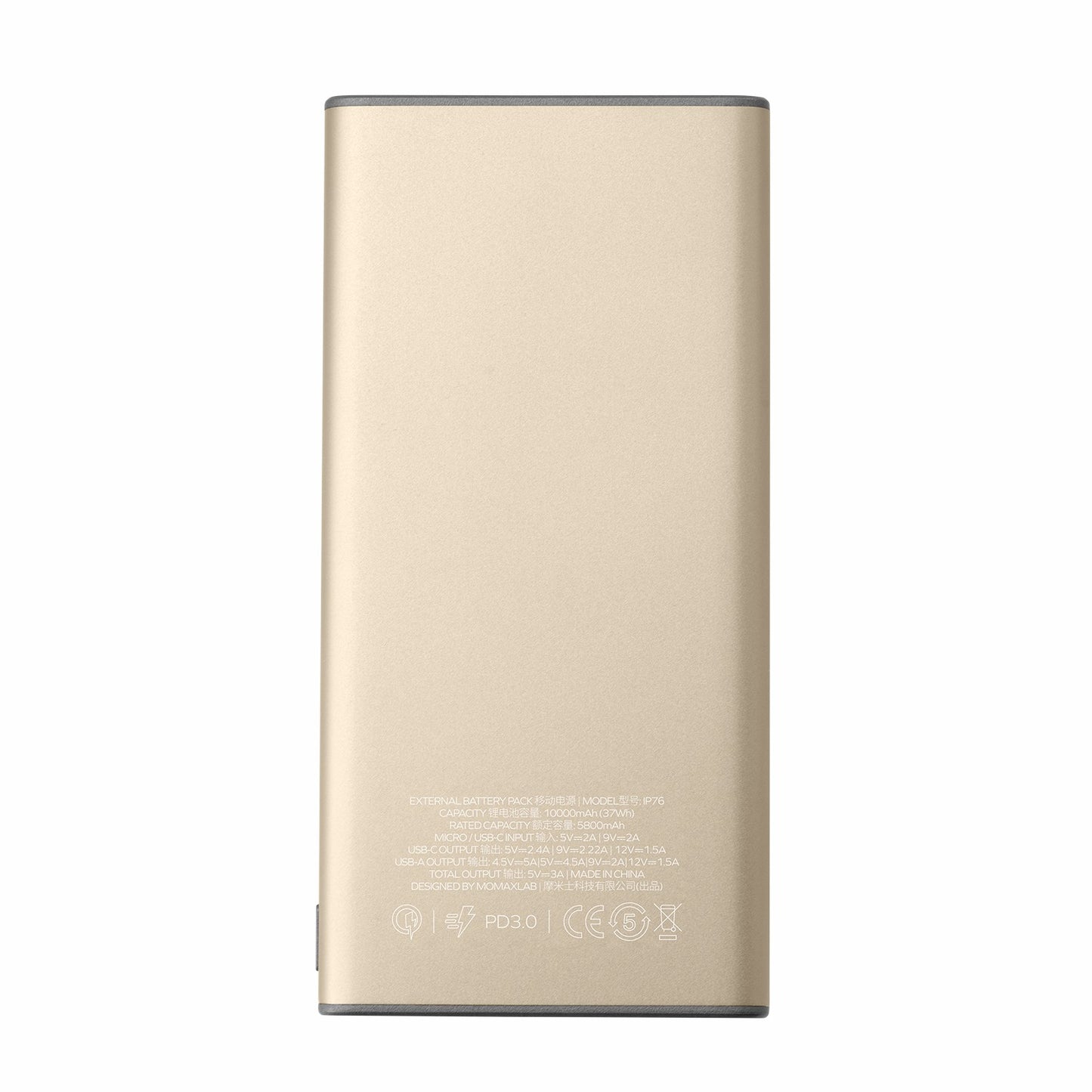 MOMAX IP76 iPower LITE2 Lightweight Metal Fast Charging Power Bank 10000mAh Portable Charger External Cell Phone Battery Pack