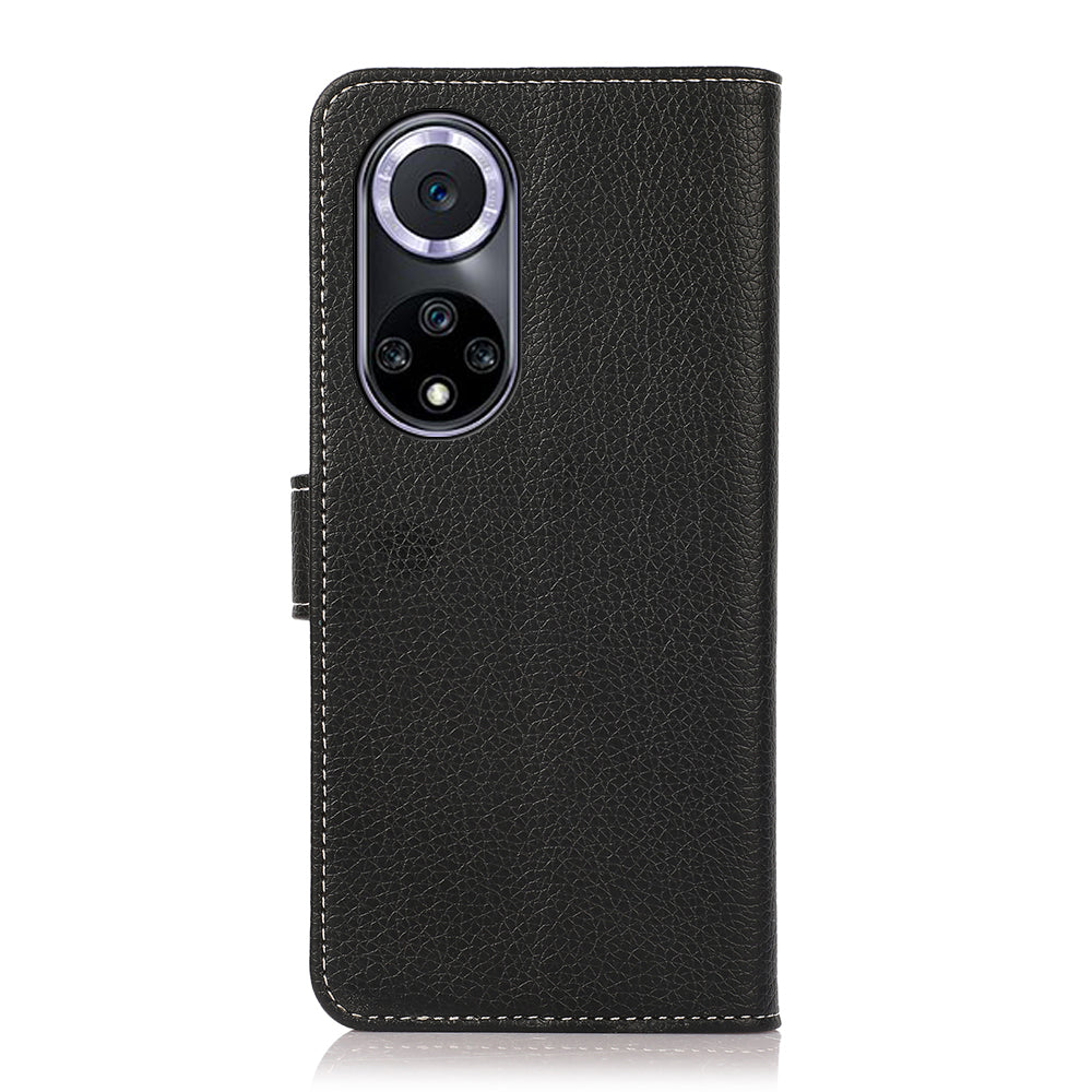 Flip Design Litchi Texture PU Leather Wallet Magnetic Closure Stand Protective Cover for Huawei nova 9