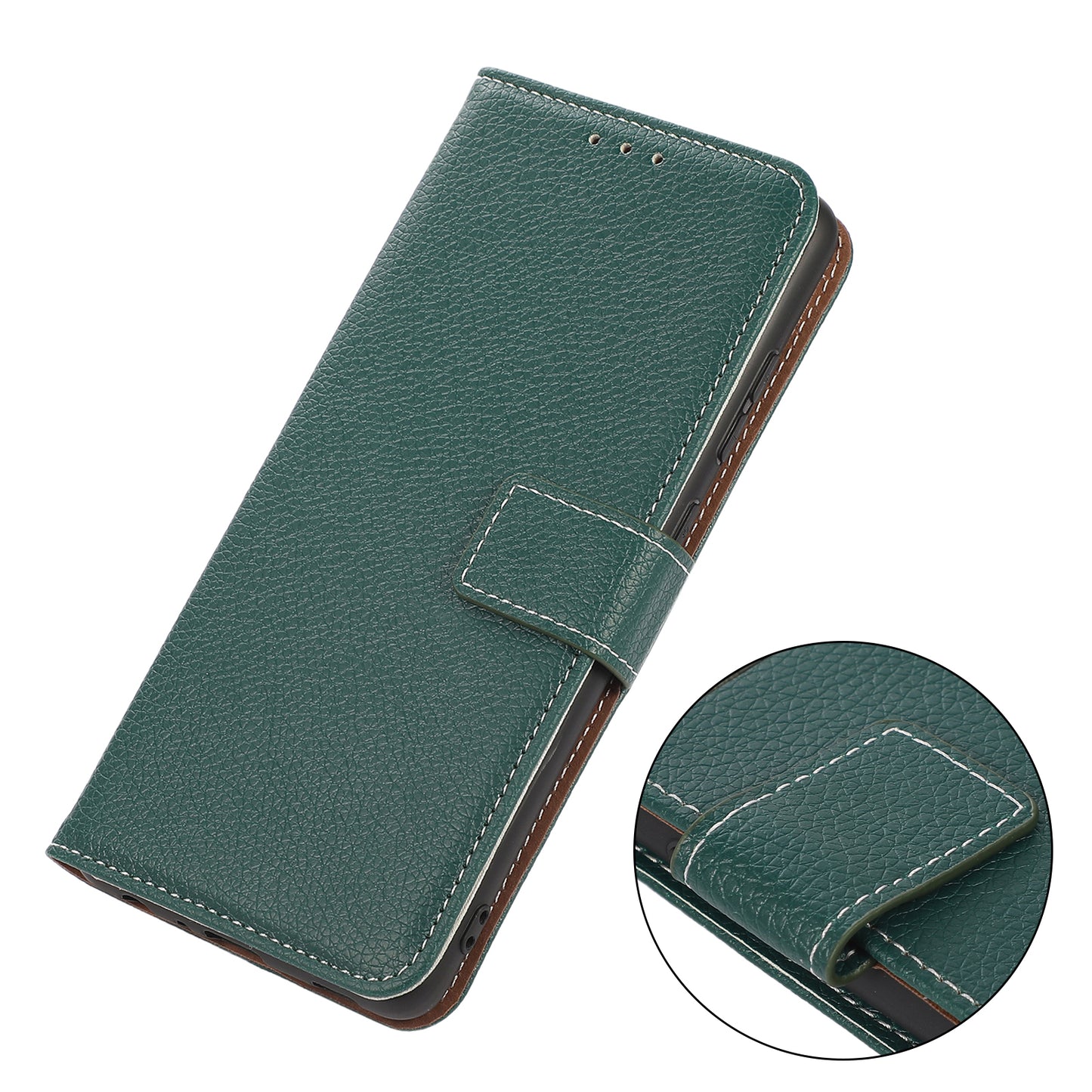 Flip Design Litchi Texture PU Leather Wallet Magnetic Closure Stand Protective Cover for Huawei nova 9